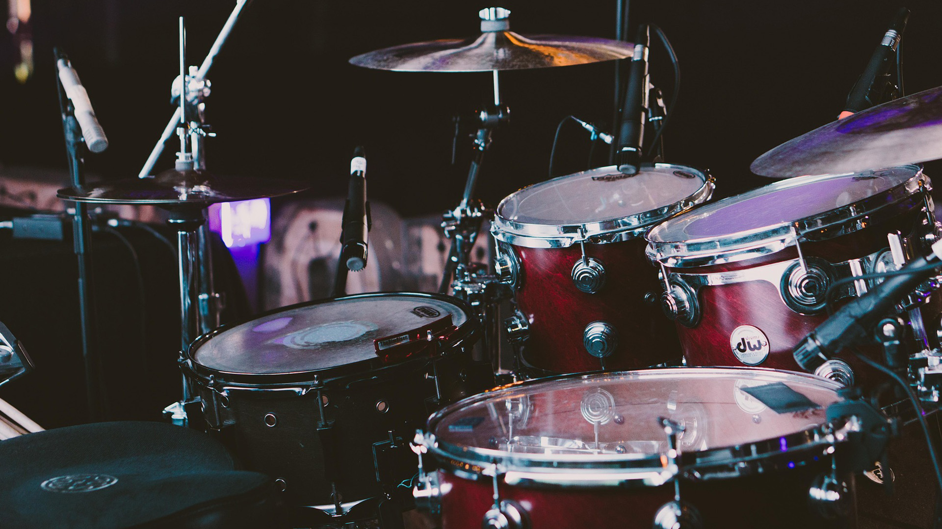 closeup of drum kit